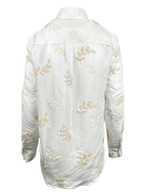 camicia donna con ricami foglie bianco e e beige Camicetta Snob | 977-41339359